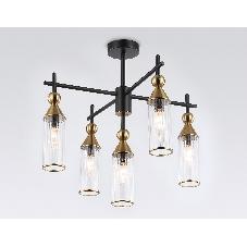 Люстра Ambrella light LH55256/5 BK/BS/CL черный/латунь/прозрачный E14*5 max 40W D520*520