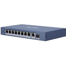 Коммутатор Hikvision DS-3E0510P-E, 8×1 Гбит/с PoE+ + 1×1 Гбит/с + 1×1 Гбит/с SFP, неуправляемый