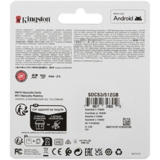Флеш карта microSDXC 512Gb Kingston SDCS3/512Gb Canvas Select Plus + adapter