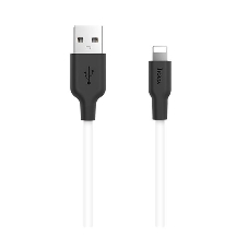 Кабель USB 2.0 HOCO X21, силиконовая оплетка, AM/Lightning M, бело-черный, 1м