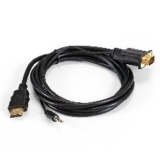 Кабель-переходник HDMI-VGA ExeGate EX-HDMIM-VGAM-3.5JackS-1.8 (19M/15M+3.5мм Jack M, 1,8м) Преобразователь цифрового HDMI сигнала в VGA видео и стерео-аудио