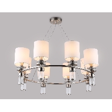 Люстра Ambrella light LH71293/8 SN/WH никель/белый E14/8 max 40W D830*780
