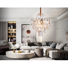 Светильник Ambrella light TR5231/9 SGD/CL/FR золото/прозрачный/белый матовый E27*9 max 40W D500*530
