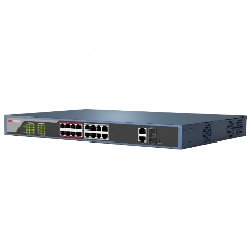 Коммутатор Hikvision DS-3E0318P-E(B), 16×1 Гбит/с PoE + 2×1 Гбит/с, неуправляемый