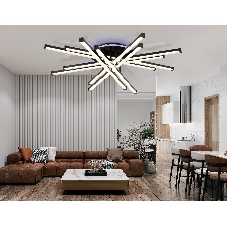Потолочный светодиодный светильник Ambrella light FL6276 BK 119W черный 3000K-6400K+RGB 800*800*165 (ПДУ ИК)