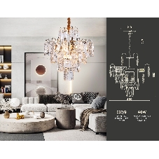 Светильник Ambrella light TR5231/9 SGD/CL/FR золото/прозрачный/белый матовый E27*9 max 40W D500*530