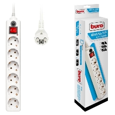 Сетевой фильтр Buro 600SH-5-W 5 м, 6 розеток, белый, коробка