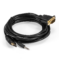 Кабель-переходник HDMI-VGA ExeGate EX-HDMIM-VGAM-3.5JackS-3.0 (19M/15M+3.5мм Jack M, 3м) Преобразователь цифрового HDMI сигнала в VGA видео и стерео-аудио