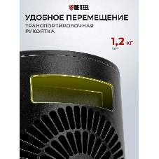 Тепловентилятор керамический Denzel DTFC-1200S, черный, 600/1200 Вт, 12 м2, 3 режима, термостат
