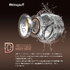 Стиральная машина Weissgauff WM 58411 Direct Drive Inverter Premium Steam Grey серая, загрузка фронтальная 11кг, 1400 об/мин., класс: A+++