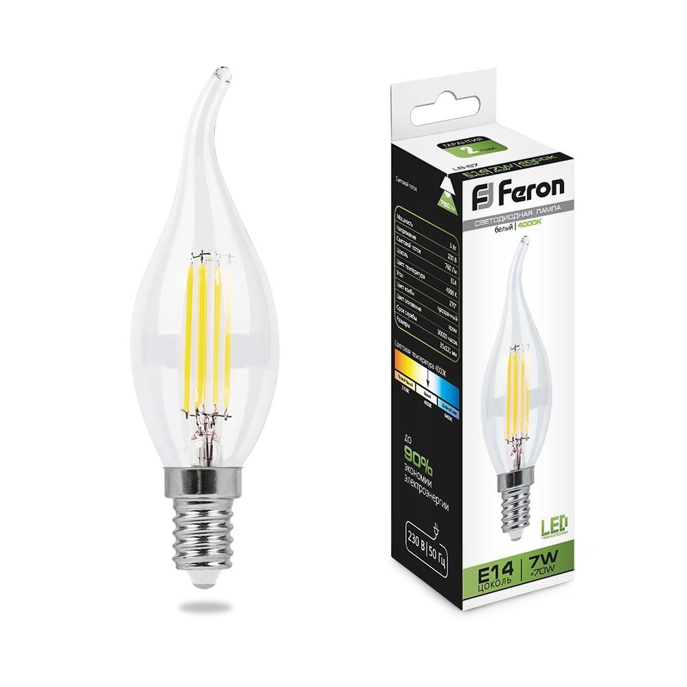 Лампа светодиодная Feron LB-67 филаментная 7W 230V E14 4000K