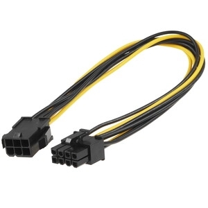 Кабель питания PCIe Cablexpert CC-PSU-68-30CM, PCIe 6pin(M)/PCIe 8pin(F), 30 см, пакет