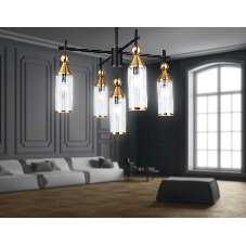 Люстра Ambrella light LH55256/5 BK/BS/CL черный/латунь/прозрачный E14*5 max 40W D520*520