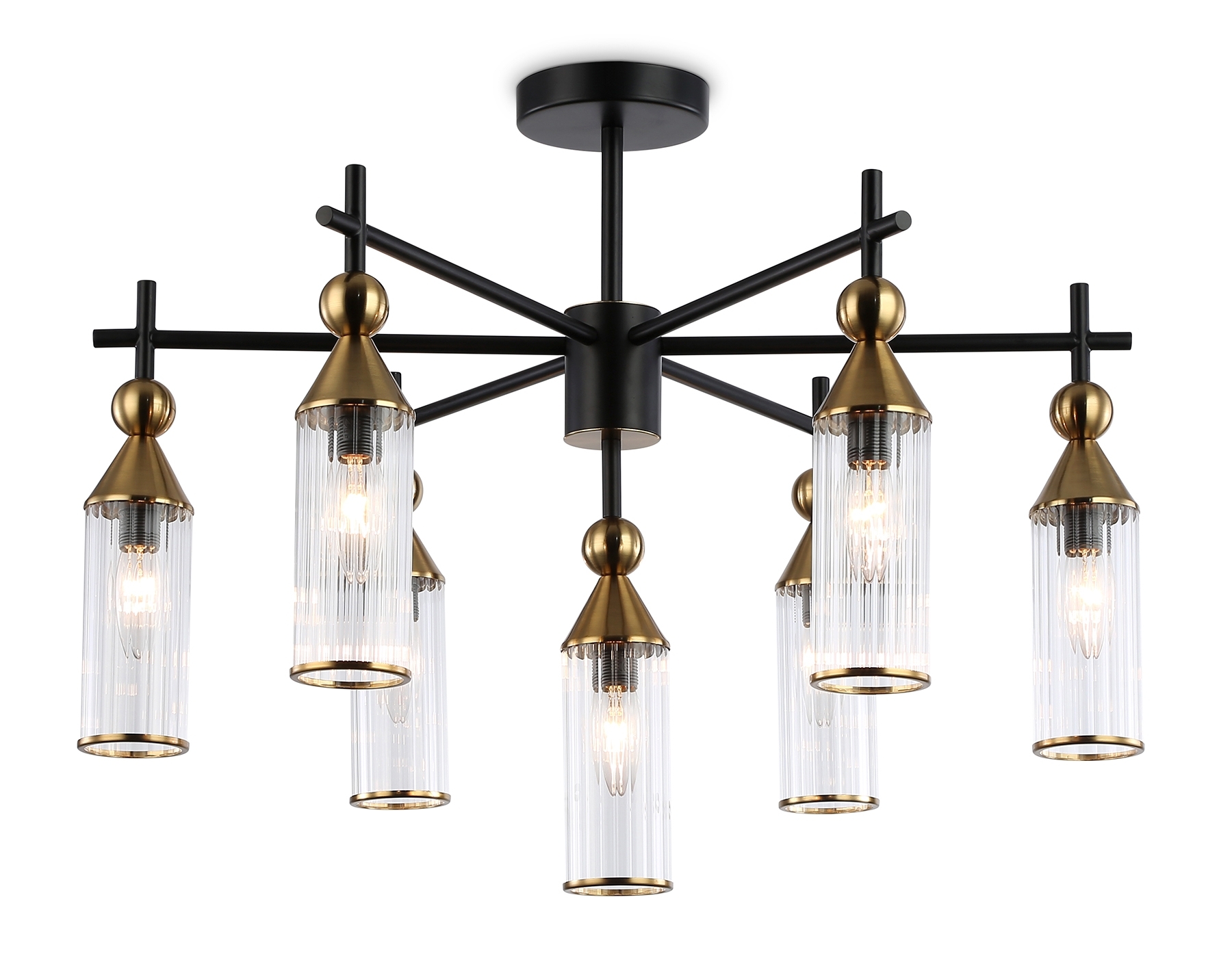 Люстра Ambrella light LH55257/7 BK/BS/CL черный/латунь/прозрачный E14*7 max 40W D640*520