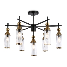 Люстра Ambrella light LH55257/7 BK/BS/CL черный/латунь/прозрачный E14*7 max 40W D640*520