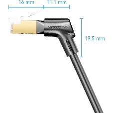 Патч-корд Vention прямой STP cat.8, RJ45 угол 360 - 1м. Черный