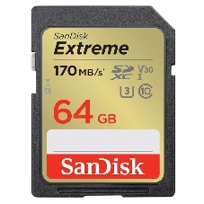 Флеш карта SD 64GB SanDisk SDXC Class 10 V30 UHS-I U3 Extreme 170MB/s