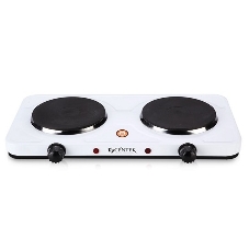 Плита настольная электрическая Centek CT-1507 белый, 2 кВт, ТЭН, конфорки - 2, эмаль, поворотные переключатели