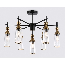 Люстра Ambrella light LH55257/7 BK/BS/CL черный/латунь/прозрачный E14*7 max 40W D640*520