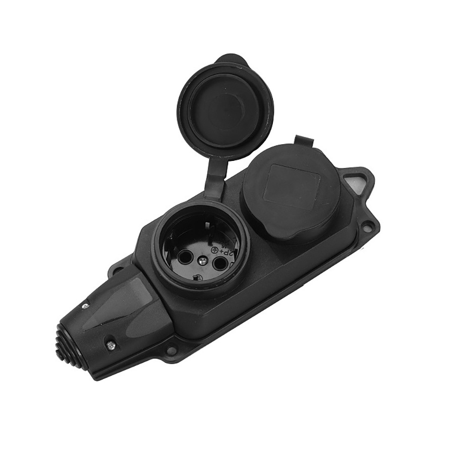Розеточная колодка General GSB-16-2-G-IP44, 16А, 2 места, с заземлением, без выключателя, IP44