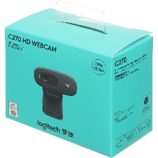 Веб-камера Logitech C270 HD 1280x720, 30 кадр/с, USB Type-A, микрофон (шумоподавление), автоосвещение, универсальное крепление