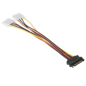 Кабель питания SATA Cablexpert CC-SATA-2MOLEX-20CM, Sata 15pin/2x Molex 4pin, 20 см, пакет