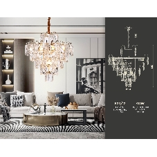 Светильник Ambrella light TR5233/12 SGD/CL/FR золото/прозрачный/белый матовый E27*12 max 40W D600*610