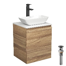 Тумба Bau Dream Blackwood 50 с дверцей, раковина BAU Spectrum mini 47х24 смеситель для раковины высокий Hotel Black, черный, выпуск клик клак, черный