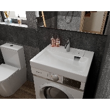 Раковина над стиральной машиной BAU Hotel 60х55, литьевой мрамор в комплекте с кронштейнами и сифоно