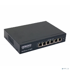 Коммутатор Osnovo SW-20600(80W) PoE коммутатор 6 портов, 4 PoE порта 10/100 Base-T, 2*10/100 Base-T Uplink, до 30W на порт, суммарно до 80W