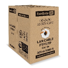 Кабель ExeGate FUTP4-C5e-CCA-S24-IN-LSZH-OR-305 FTP 4 пары кат.5e CCA, 0.51мм (24AWG), экран, 305м, оранжевый, LSZH