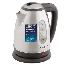 Чайник электрический Scarlett SC-EK21S88 1.8 л, 2200 Вт, черный/серебристый (корпус: нержавеющая сталь)