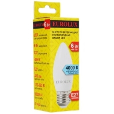 Лампа светодиодная EUROLUX LL-E-C37-6W-230-4K-E27 свеча