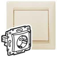 Механизм розетки 1-м СП Valena 2К+З с заземл. нем. станд. сл. кость (DIY-упак.) Legrand 695612