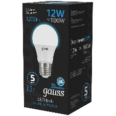 Лампа светодиодная Gauss 102502312 12Вт цок.: E27 груша 220B 6500K св. свеч. бел. хол. (упак.: 10 шт)