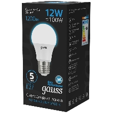 Лампа светодиодная Gauss 102502312 12Вт цок.: E27 груша 220B 6500K св. свеч. бел. хол. (упак.: 10 шт)