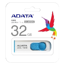 Флешка USB ADATA C008 (AC008-32G-RWE), 32Gb, USB 2.0, R/W 15/5, белый/синий