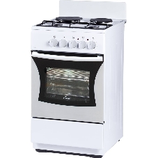 Плита комбинированная Flama RK 2201 W белый, конфорок 2 газовых и 2 электрических, духовка 50 л, 50 см x 85 см x 54 см