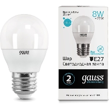 Лампа светодиодная Gauss LED Elementary Шар 8W E27 540lm 4100K 1/10/100 0
