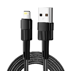 Кабель Rexant USB-A - Lightning для Apple, 2,4А, 1м, в черной нейлоновой оплетке Кабель Rexant USB-A - Lightning для Apple, 2,4А, 1м, в черной нейлоновой оплетке