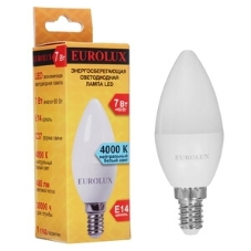 Лампа светодиодная EUROLUX LL-E-C37-7W-230-4K-E14 свеча