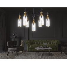 Люстра Ambrella light LH55257/7 BK/BS/CL черный/латунь/прозрачный E14*7 max 40W D640*520