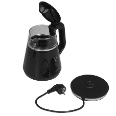 Чайник Centek CT-0019, 1100 Вт, стекло, черный и серебристый