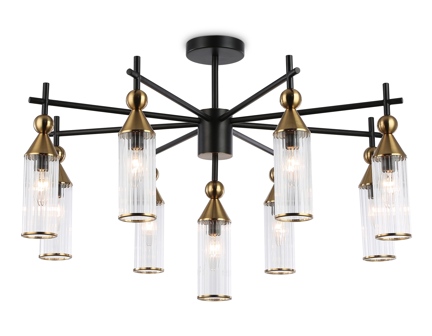 Люстра Ambrella light LH55258/9 BK/BS/CL черный/латунь/прозрачный E14*9 max 40W D770*530