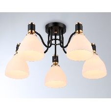 Светильник Ambrella light TR303307/5 BK/GD/FR черный/золото/белый матовый E27*5 max 60W D600*270