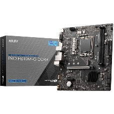 Материнская плата MSI PRO H610M-G, LGA 1700, Intel H610, 2xDDR5, 4xSATA, 1xM.2, 1xPCIe 4.0 x16, 1xPCIe 3.0 x1, 1xHDMI, 1xDP, 1xVGA, 1xRJ45 1Gb, 2xUSB-A 3.2 Gen 1, 4xUSB-A 2.0, 3x3.5мм, 7.1, mATX