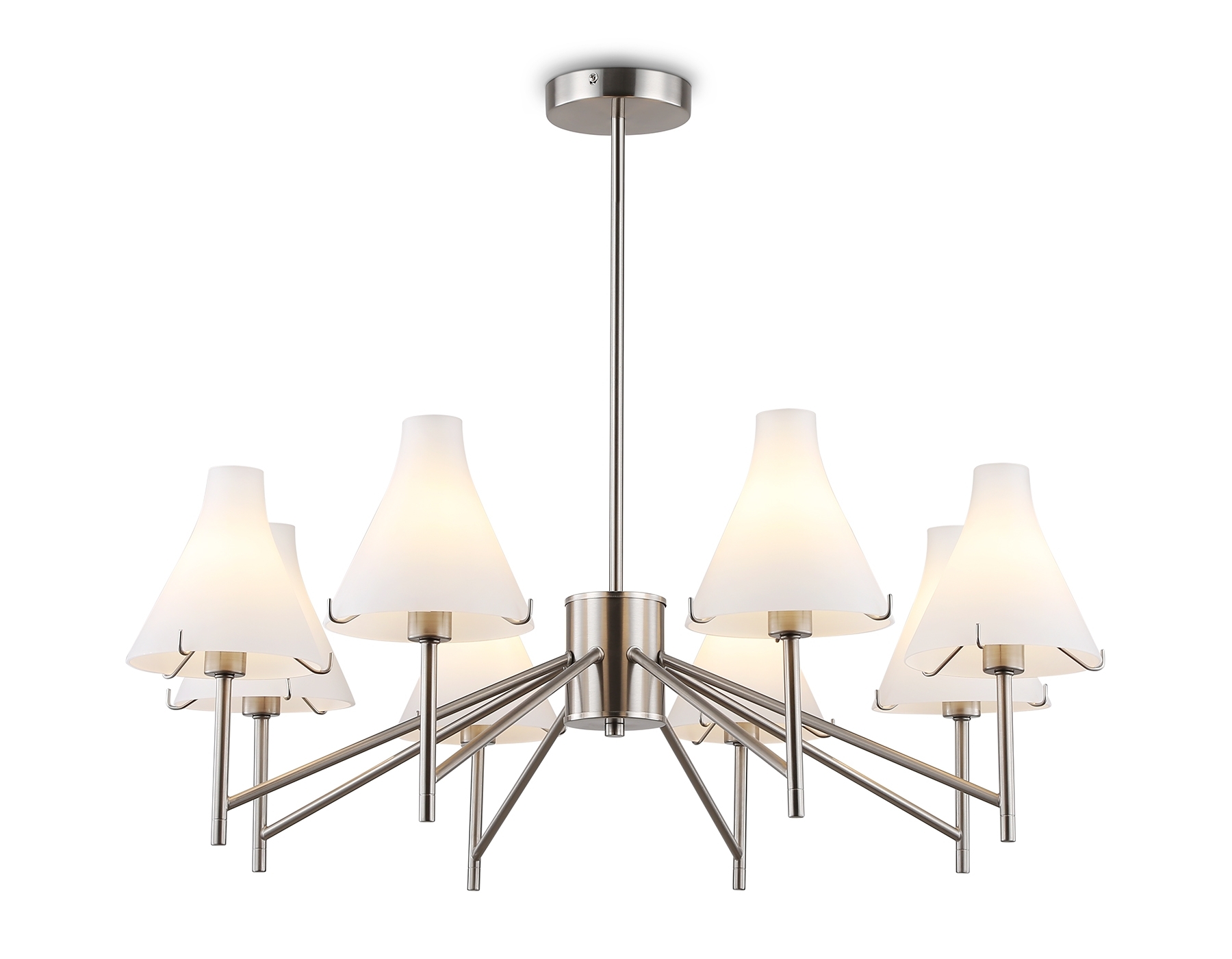 Люстра Ambrella light LH57125/8 SN/FR никель/белый матовый E14/8 max 40W D800*650