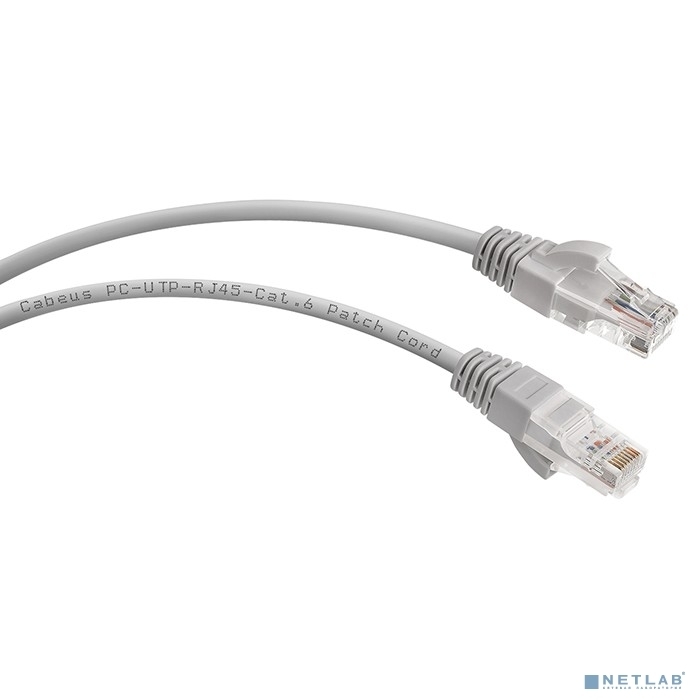 Шнур комм. Cabeus, cat.6, неэкр., U/UTP, RJ45/RJ45, PVC, AWG24, 5м, серый