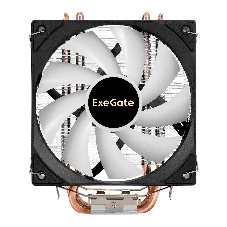 Кулер ExeGate Wizard EXX600-PWM.ARGb (Al+Cu, 6 тепл.трубки, LGA775/1150/1151/1155/1156/1200/1700/1851/AM2/AM2+/AM3/AM3+/AM4/AM5/FM1/FM2/754/939/940, TDP 180W, Fan 120мм PWM, 800-2400RPM, Hydro bearing, 4pin + 5V 3pin ARGb, 11-24db, 540г, ARGb подсветка, с термопастой, на защелках, Color Box)