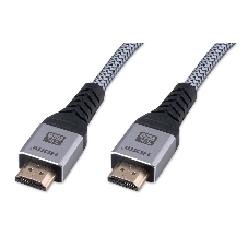 Кабель HDMI Cablexpert CCP-HDMI16K-2M, 19M/19M, v2.2, 16K, медь, тройной экран, позол.контакты, нейлон.оплетка, метал.коннекторы, 2м, серый, коробка